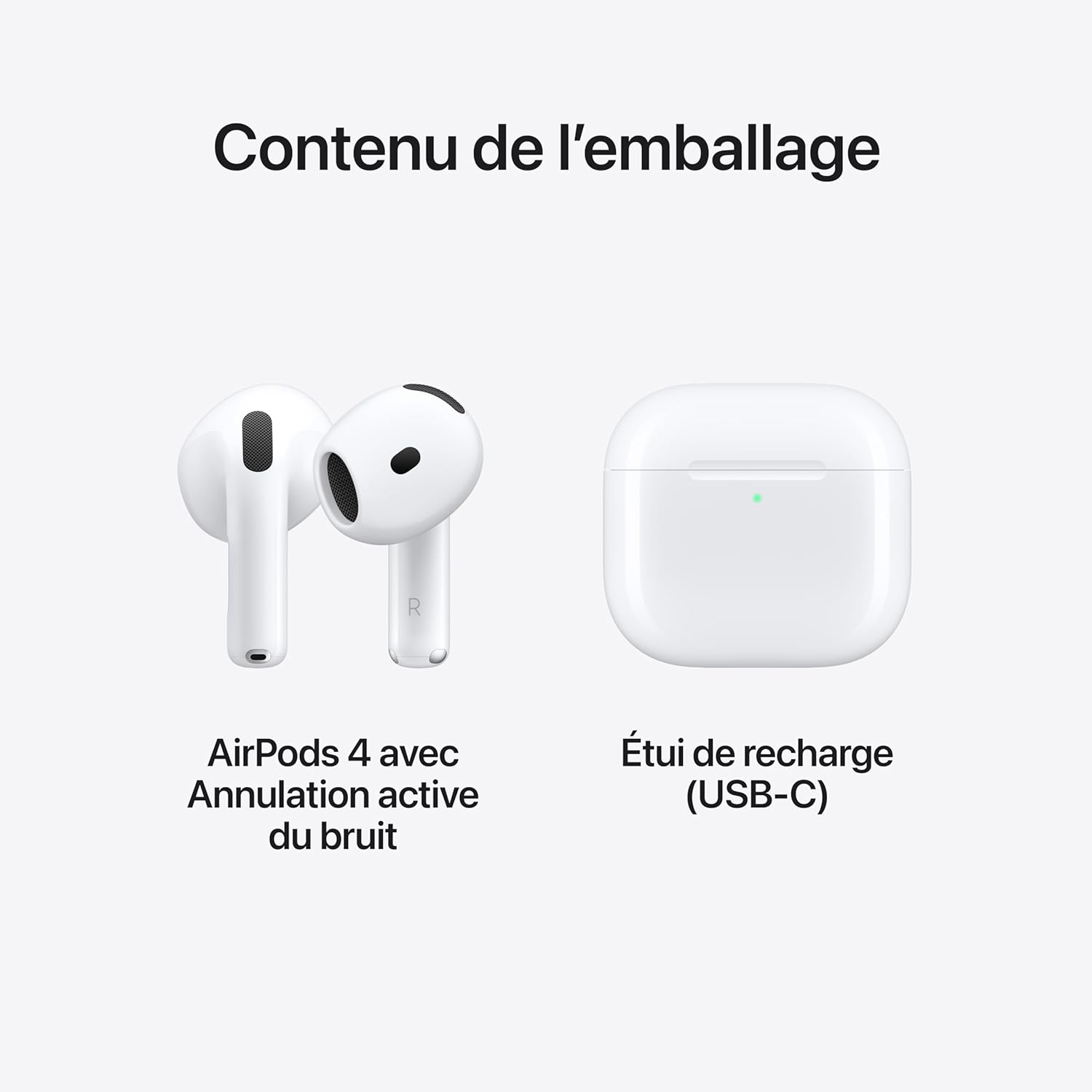 AirPods 4 Wireless Earbuds, Bluetooth Headphones, with Active Noise Cancellation, Adaptive Audio, Transparency Mode, Personalized Spatial Audio, USB-C Charging Case, Wireless Charging, H2 Chip