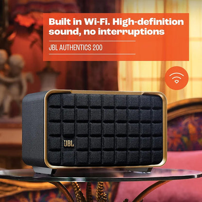 JBL Authentics 200 - Wireless Home Speaker, Built in Wi-Fi, Bluetooth and Voice Assistants, Built in Alexa and Google Assistant