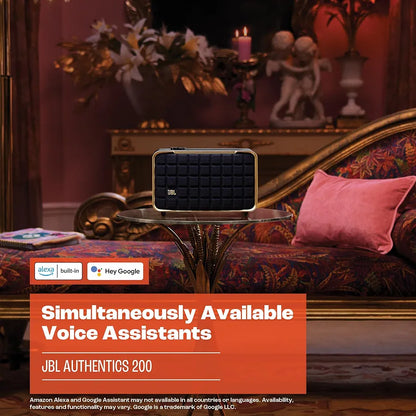 JBL Authentics 200 - Wireless Home Speaker, Built in Wi-Fi, Bluetooth and Voice Assistants, Built in Alexa and Google Assistant